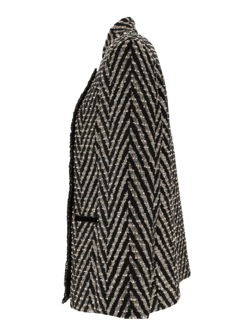 Forte Forte Textured Chevron Pattern Over-Jacket With High Collar
