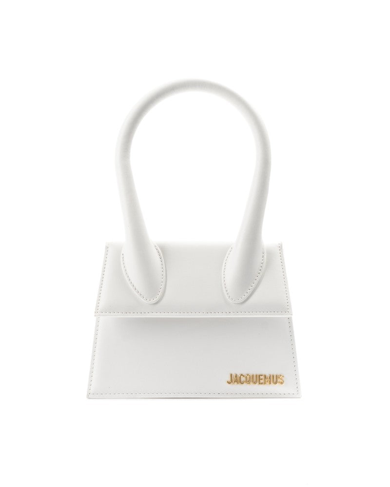 Jacquemus Trapezoidal White Handbag With Gold Hardware And Removable Strap