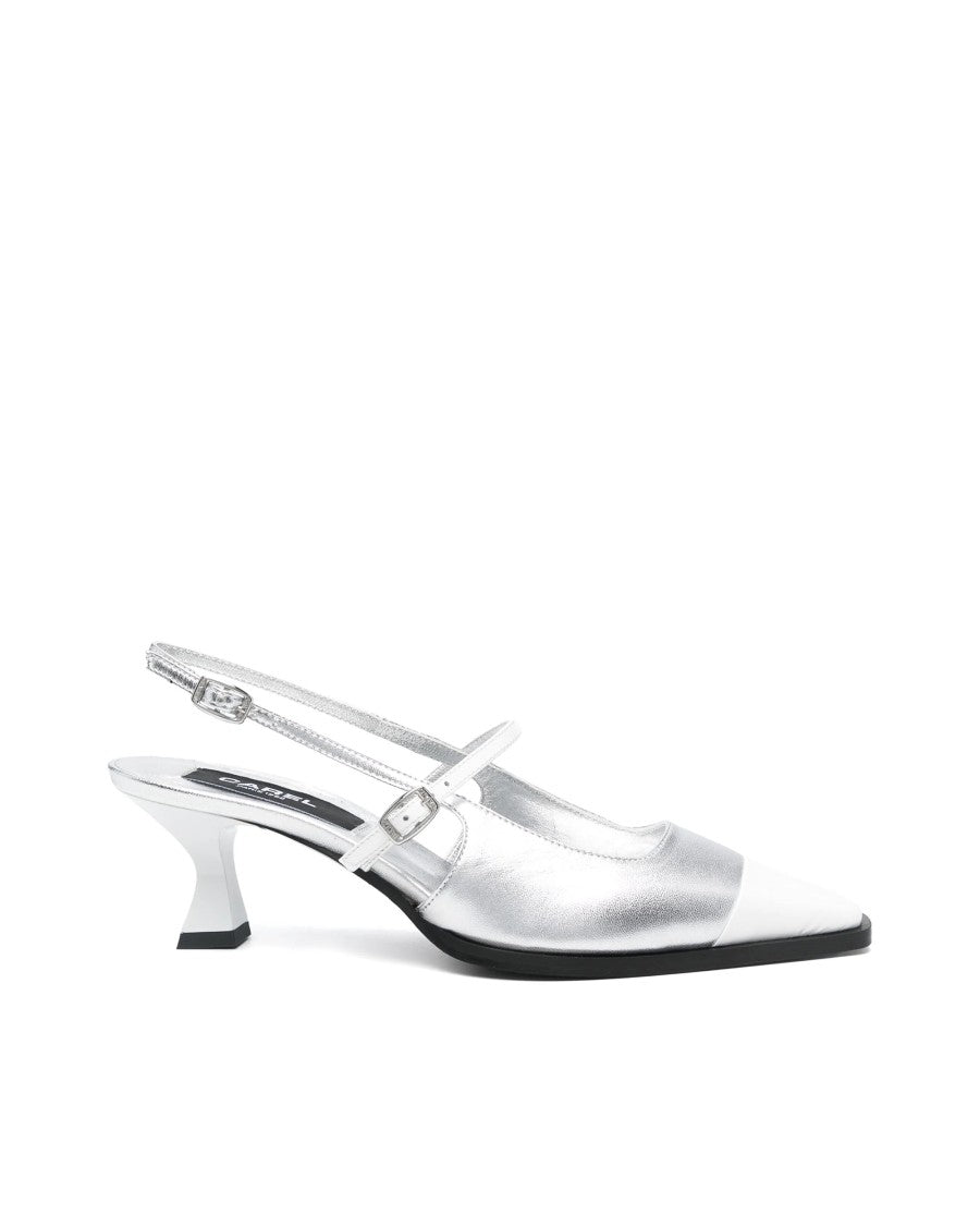 Carel Paris Silver/White Cecile Slingbacks