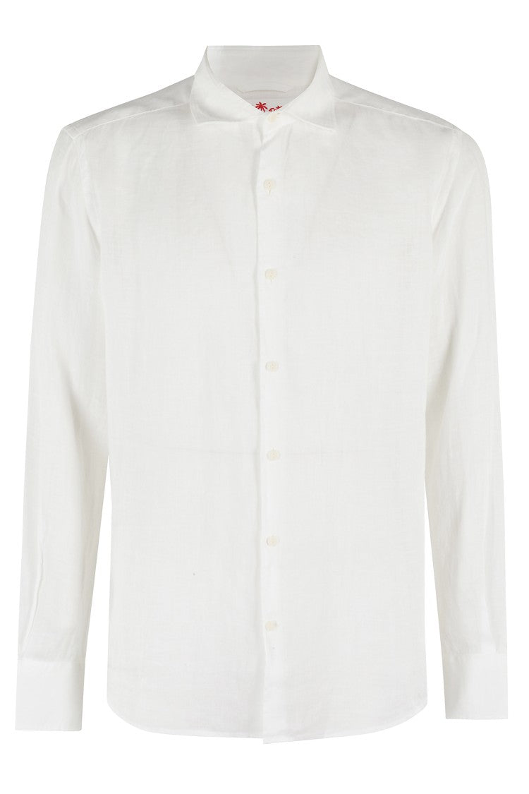 Mc2 Saint Barth Long-Sleeve Linen Shirt With Classic Collar