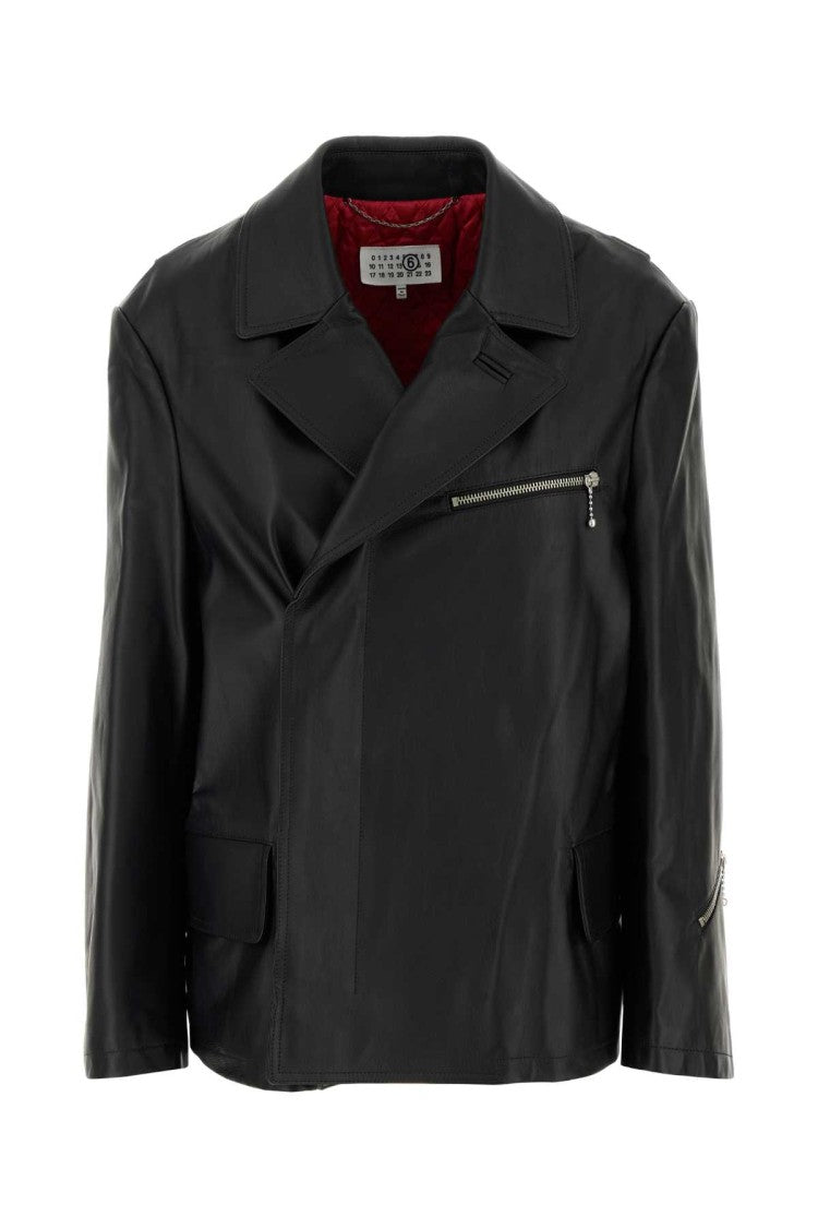 Mm6 By Maison Margiela Black Leather Jacket