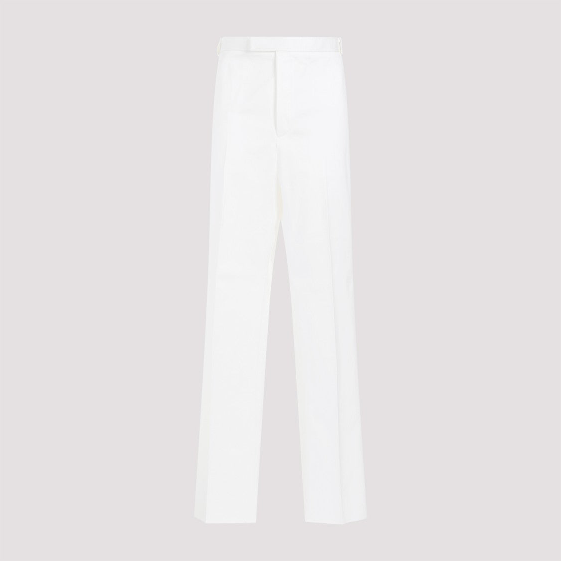 Thom Browne Straight Leg White Cotton Chino Pants