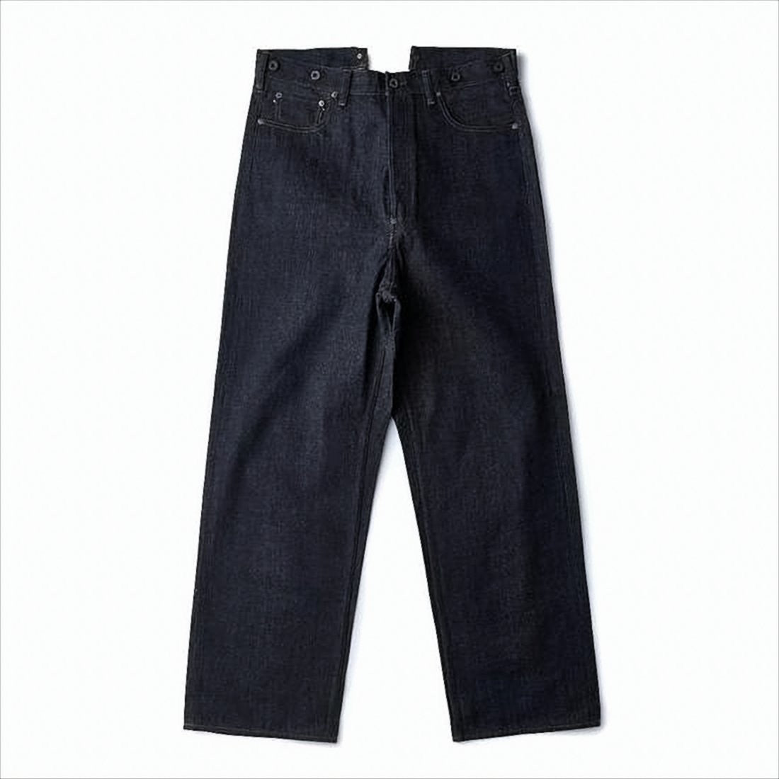Nigel Cabourn High-Waisted Indigo Denim Pants With Straight-Leg Cut
