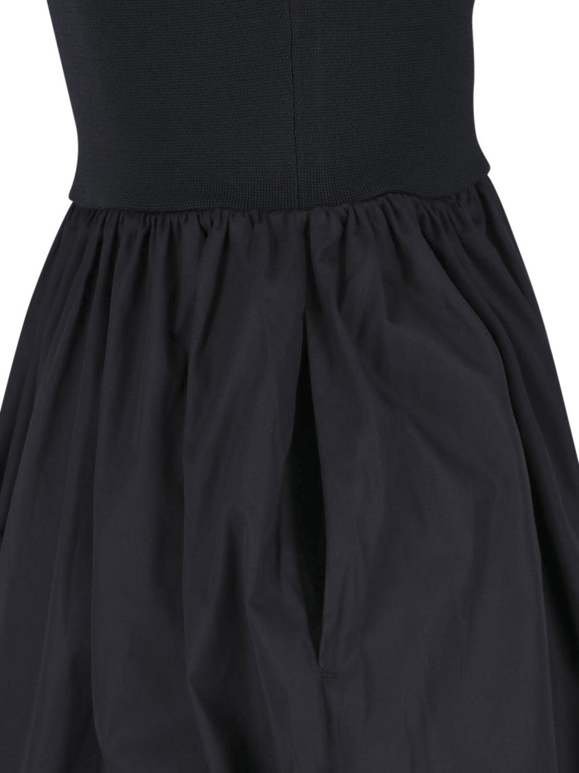 Matteau Black Fitted Square Neck Midi Dress