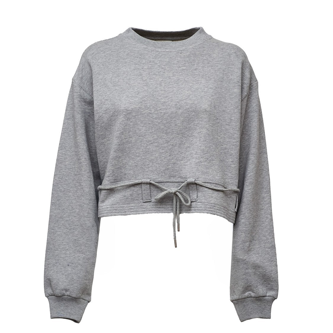 Dries Van Noten Boxy Cropped Cotton Jersey Sweater With Drawstring Belt