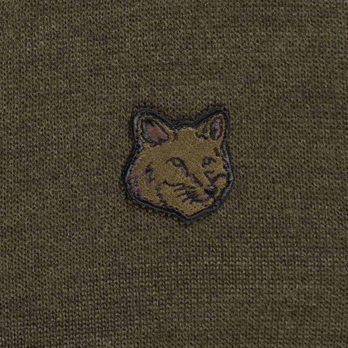 Maison Kitsuné Classic Wool Cardigan With Deep V-Neckline And Embroidered Emblem