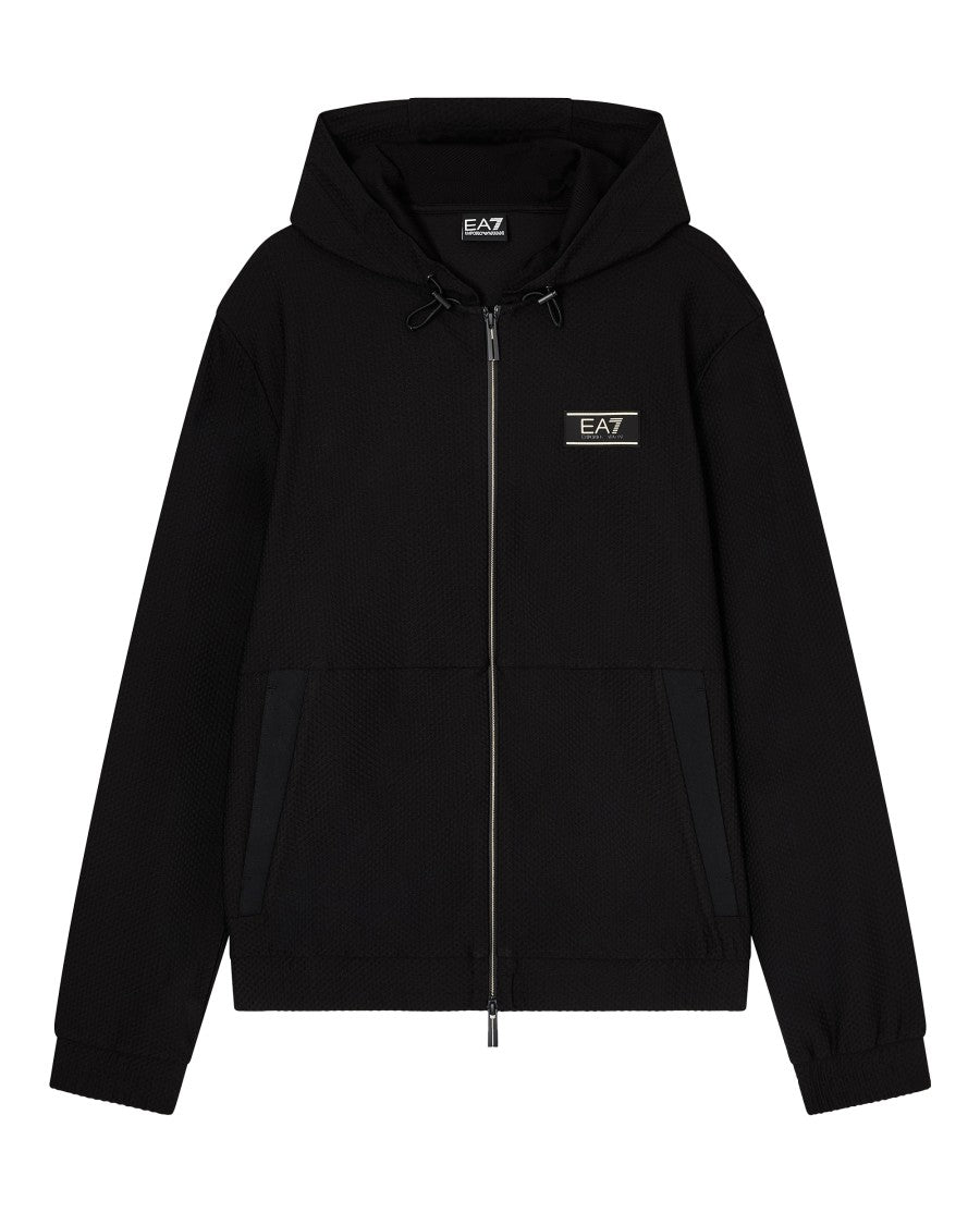 Ea7 Emporio Armani Textured Technical Fabric Zip-Up Hoodie