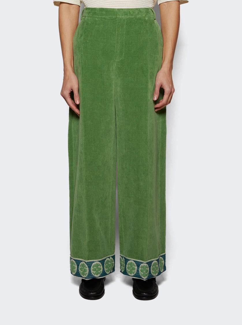Valentino Washed Velvet Trousers Laurel Green
