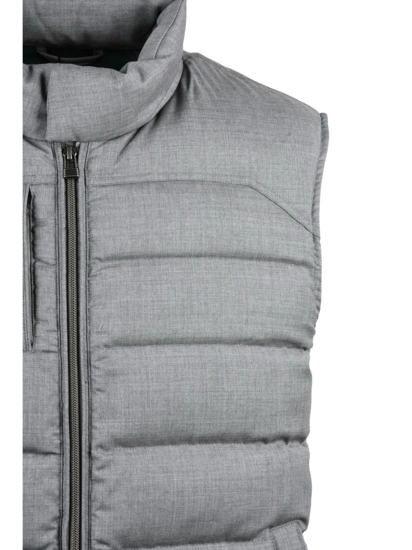 Luigi Bianchi Down Vest With High Collar And Horizontal Quilting