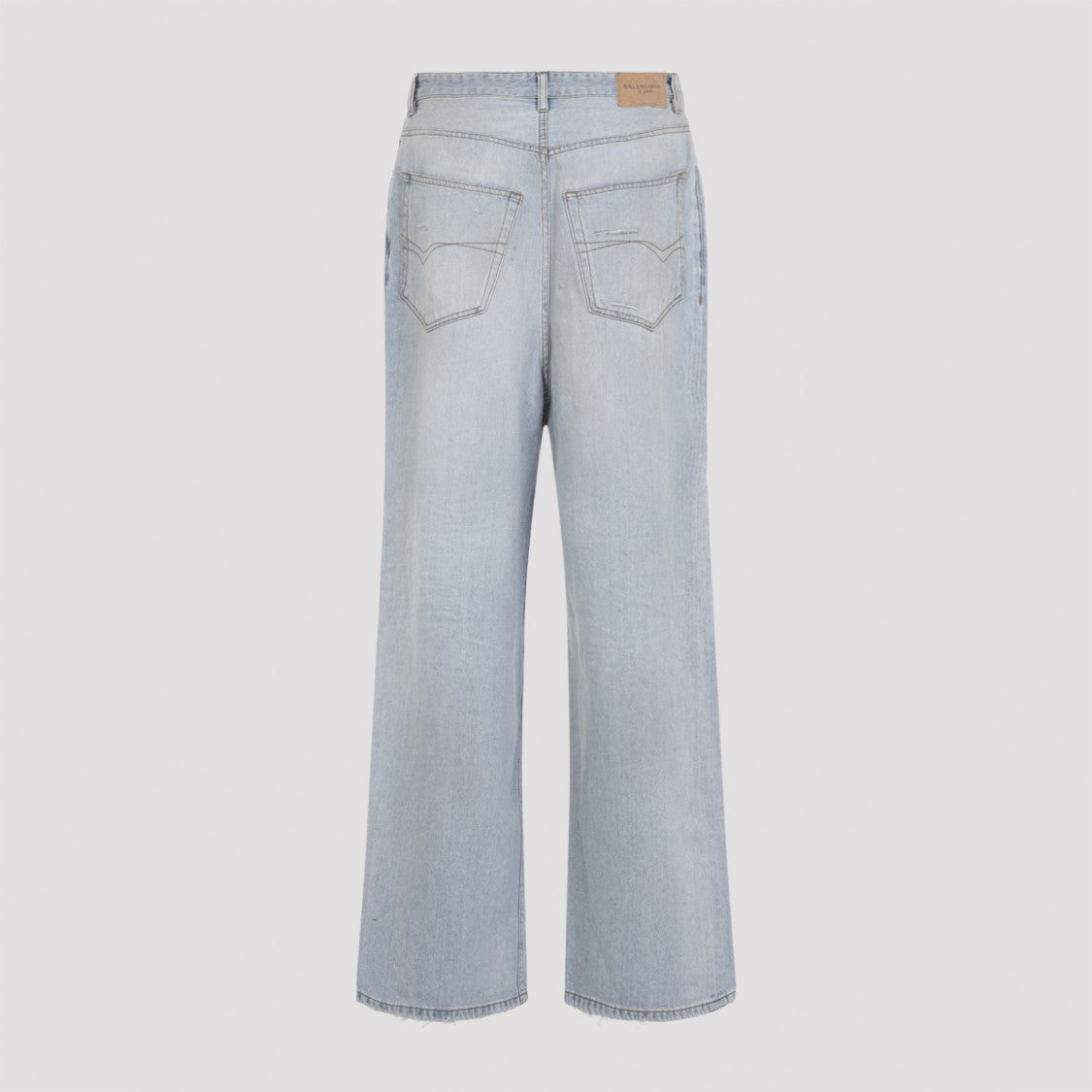 Balenciaga Light Wash Denim Trousers With Distressed Detailing