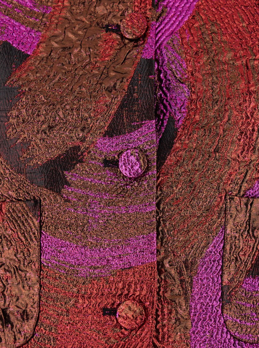 Plain Broccato Lurex Collarless Jacket