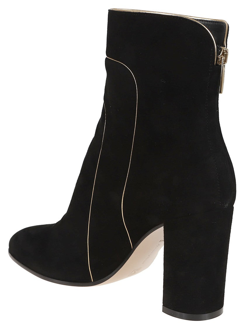 Gianvito Rossi Art Deco-Inspired Black Suede Booties