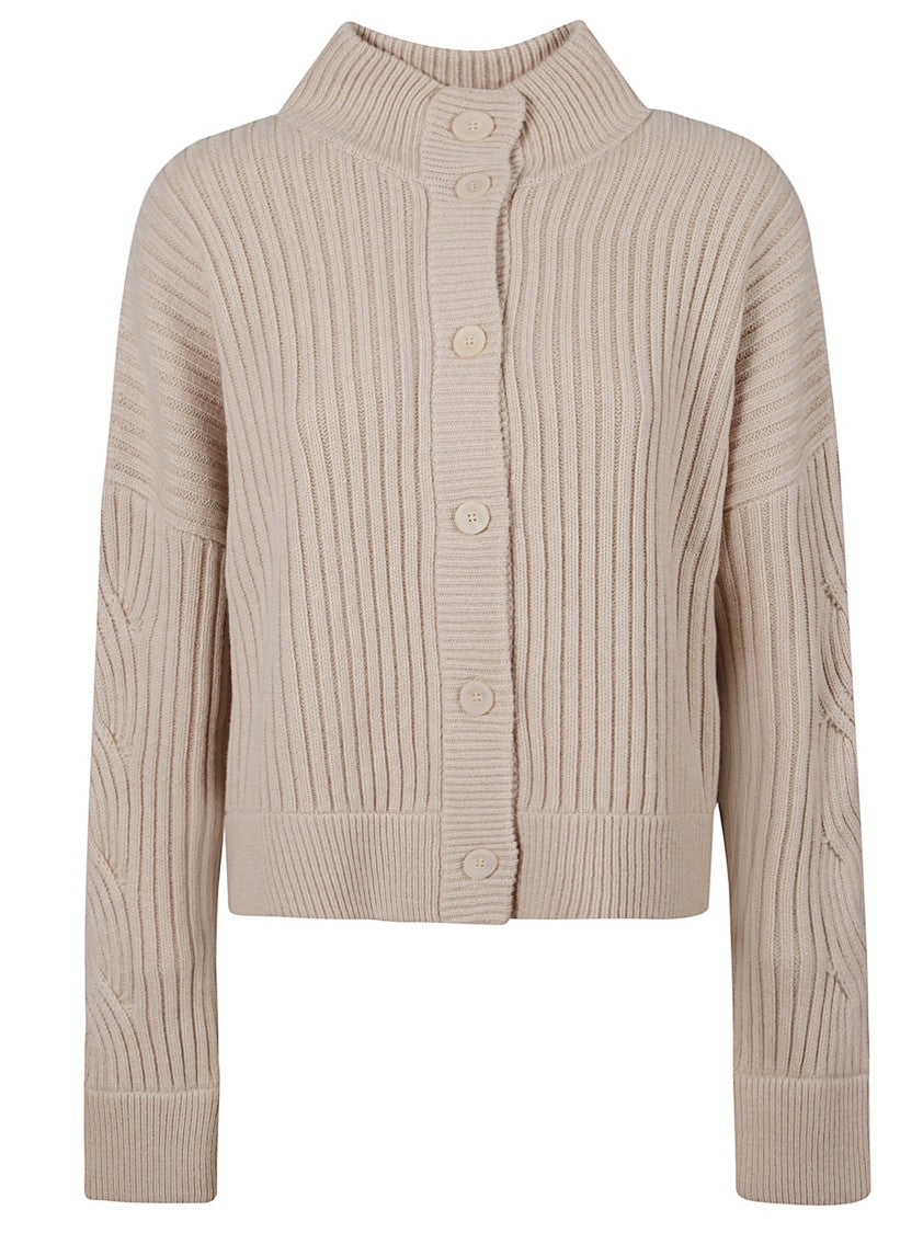 Max Mara Cropped Ribbed Knit Sweater With High Neckline