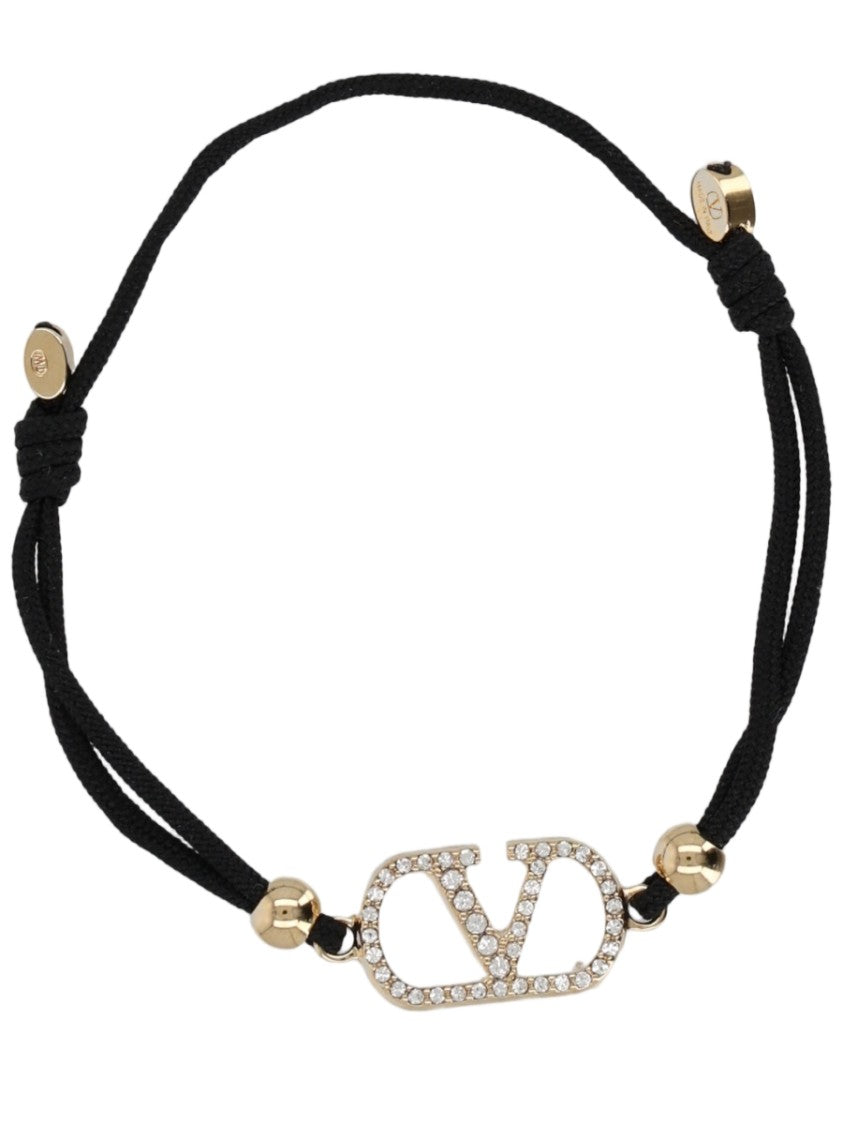 Valentino Garavani Vlogo Signature Strass Adjustable Cord Bracelet
