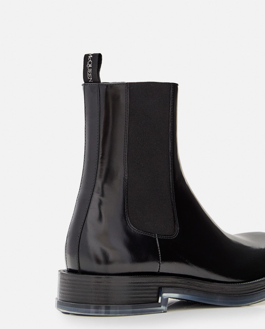 Alexander Mcqueen Black Leather Chelsea Boots