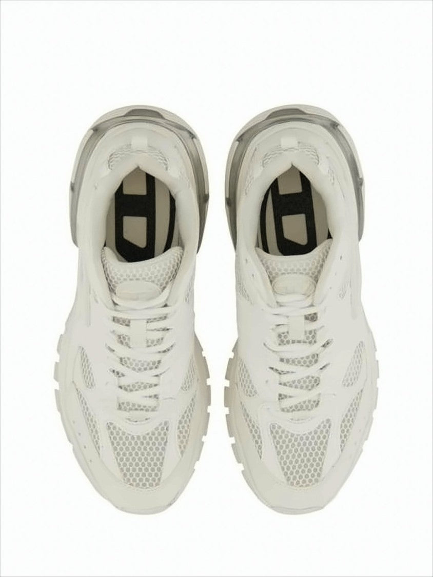 Diesel White Polyester Sneakers With Mesh Accents