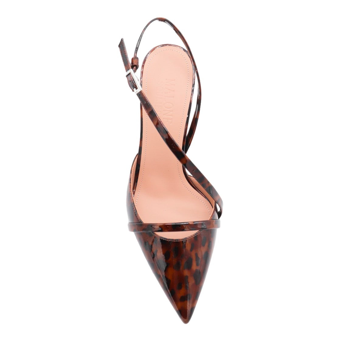 Malone Souliers Pointed-Toe Tortoiseshell Pattern Heels With Ankle Straps
