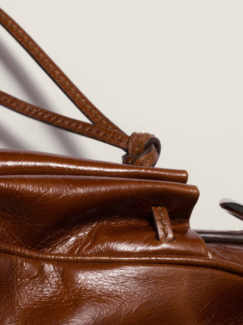 Miu Miu Chocolate Cylindrical Leather Handbag