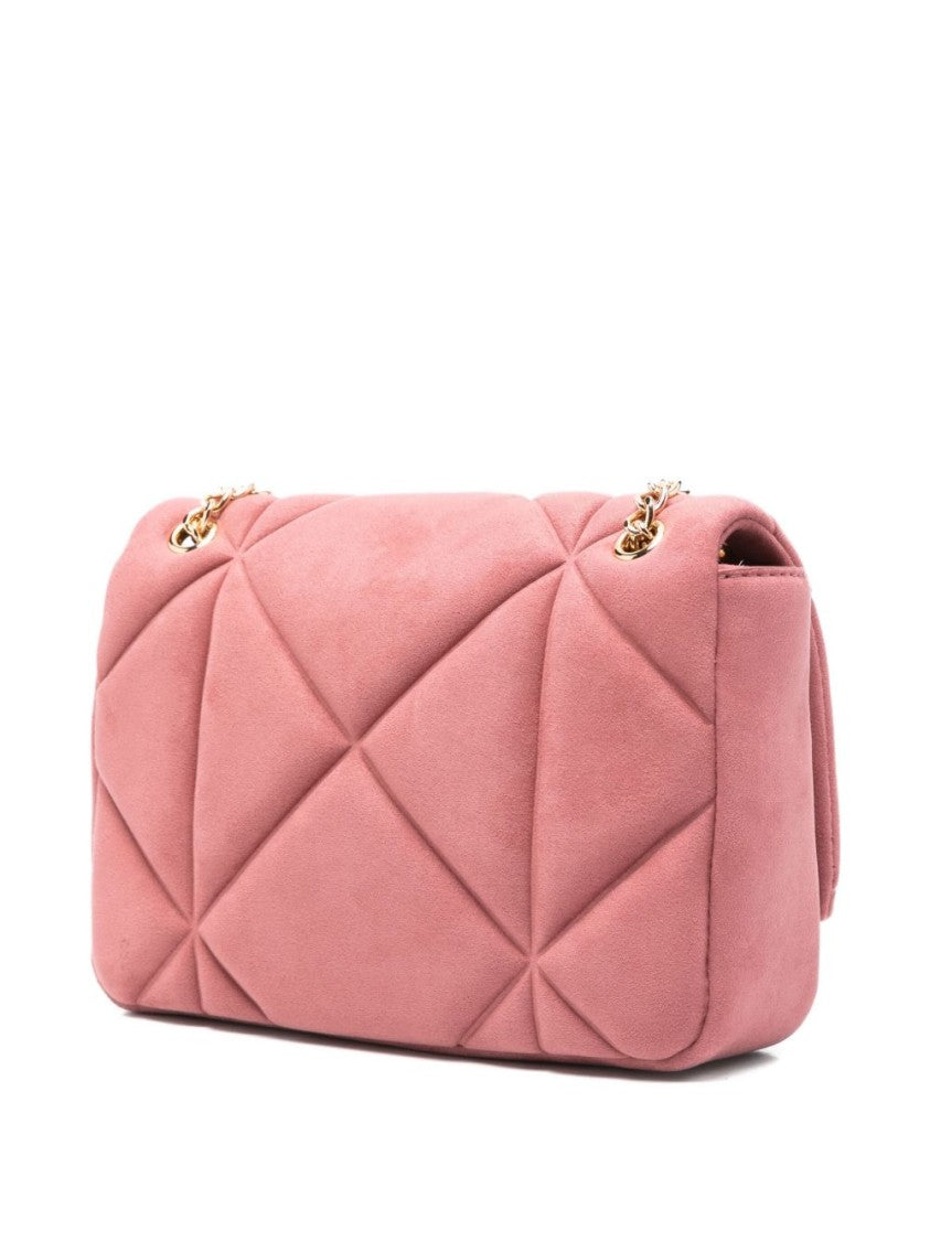 Love Moschino Quilted Pink Shoulder Bag With Chain Strap