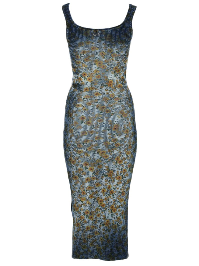 Diesel Multicolor Floral Ribbed Knit Dress