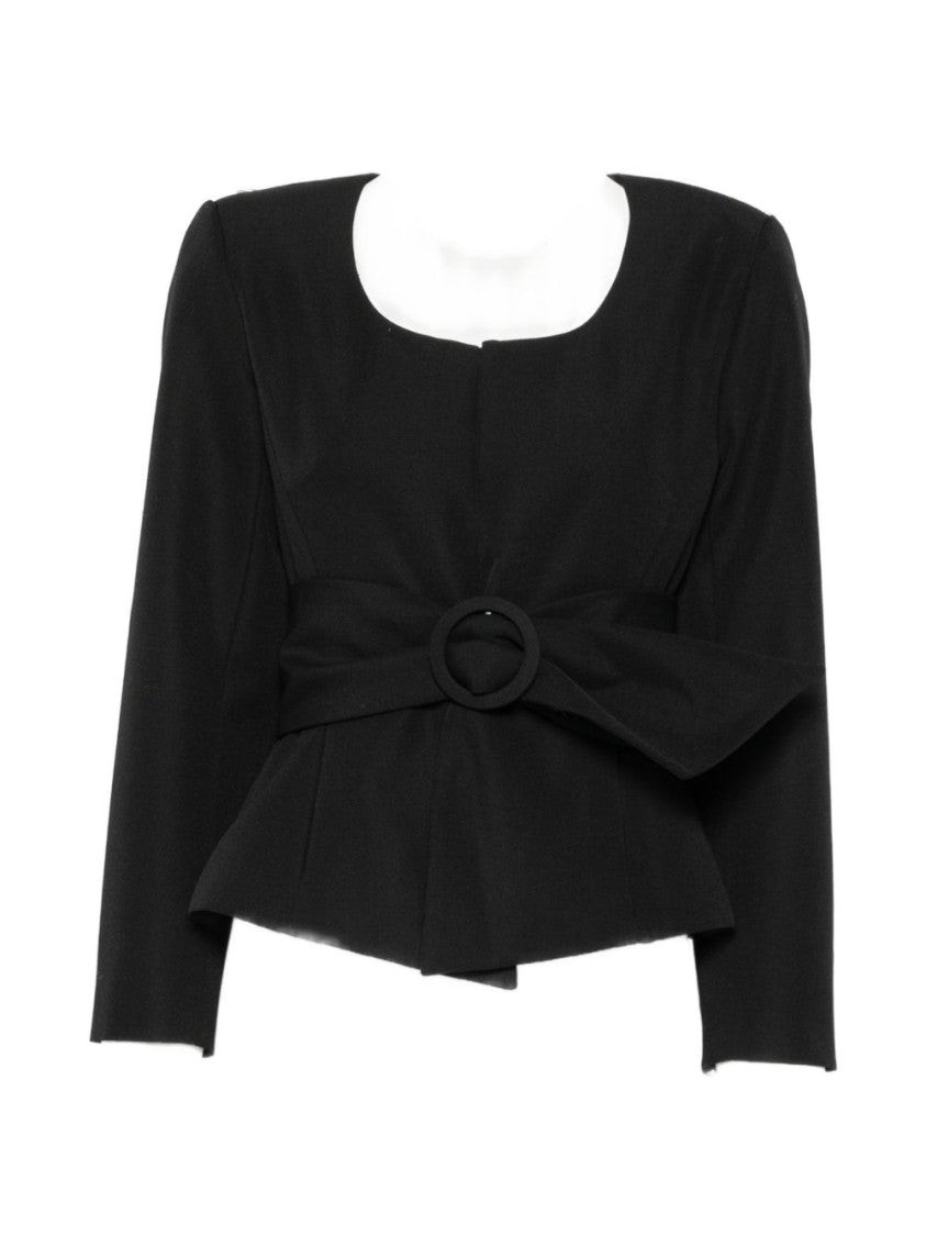 Jacquemus Structured Black Jacket With Cinched Waist And Bold Belt