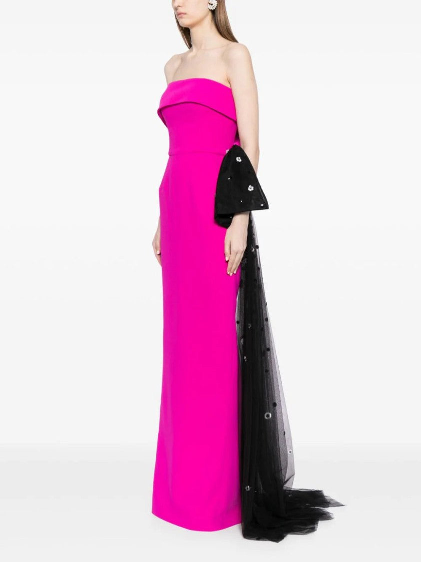 Saiid Kobeisy Crepe Off-Shoulder Dress With A Tulle Bow