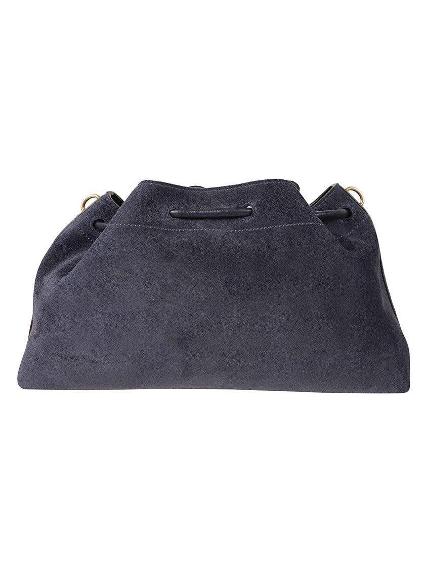Jimmy Choo Trapezoidal Black Suede-Like Bag With Drawstring Closure