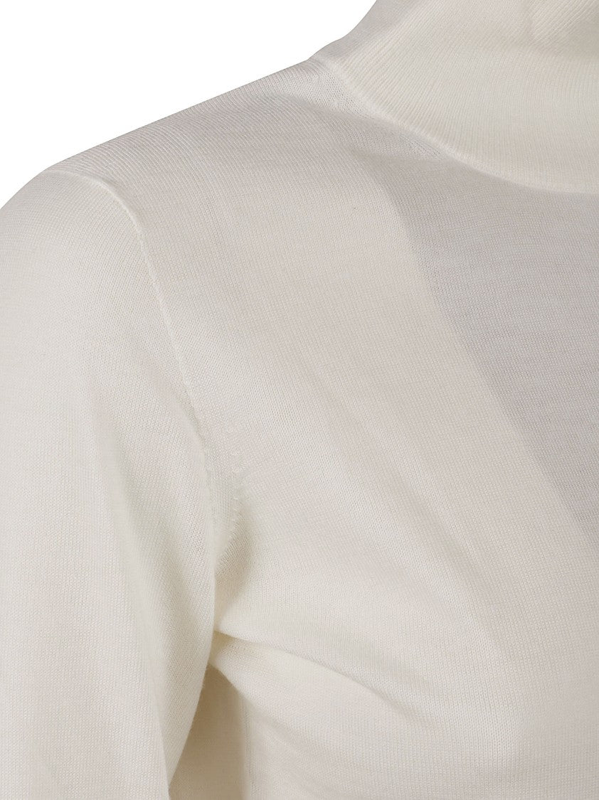 Max Mara High Neck White Top With Fitted Silhouette