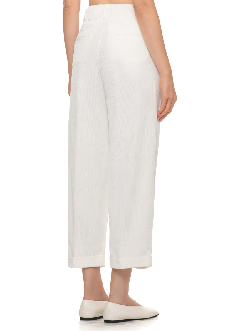 Peserico Ivory Cropped Corduroy Pants