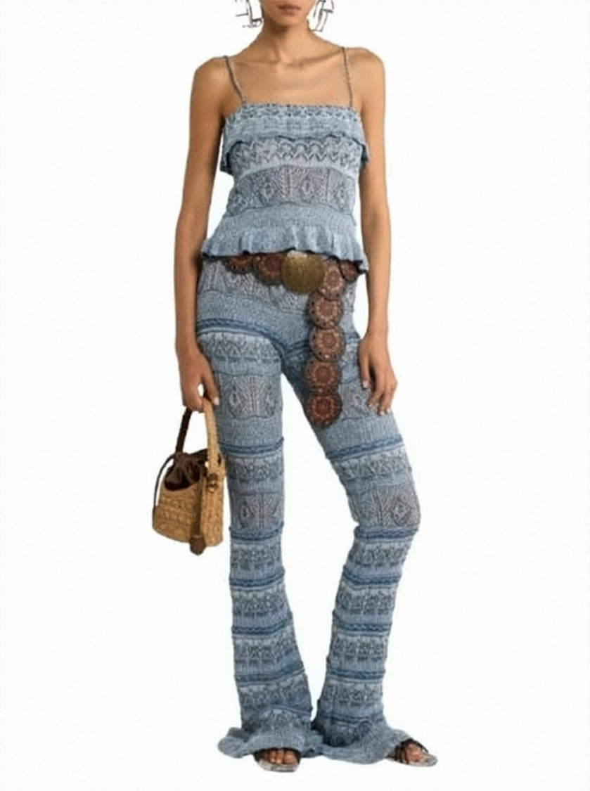 Etro Light Blue Crochet Top