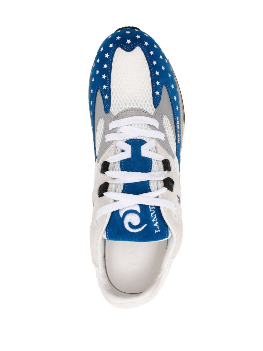 Lanvin Color-Block Suede And Mesh Sneakers