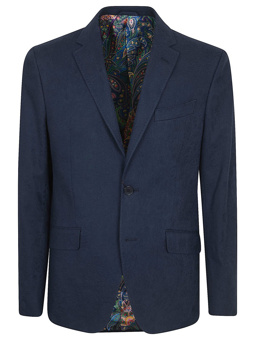 Etro Stretch Cotton Single-Breasted Jacquard Floral Jacket