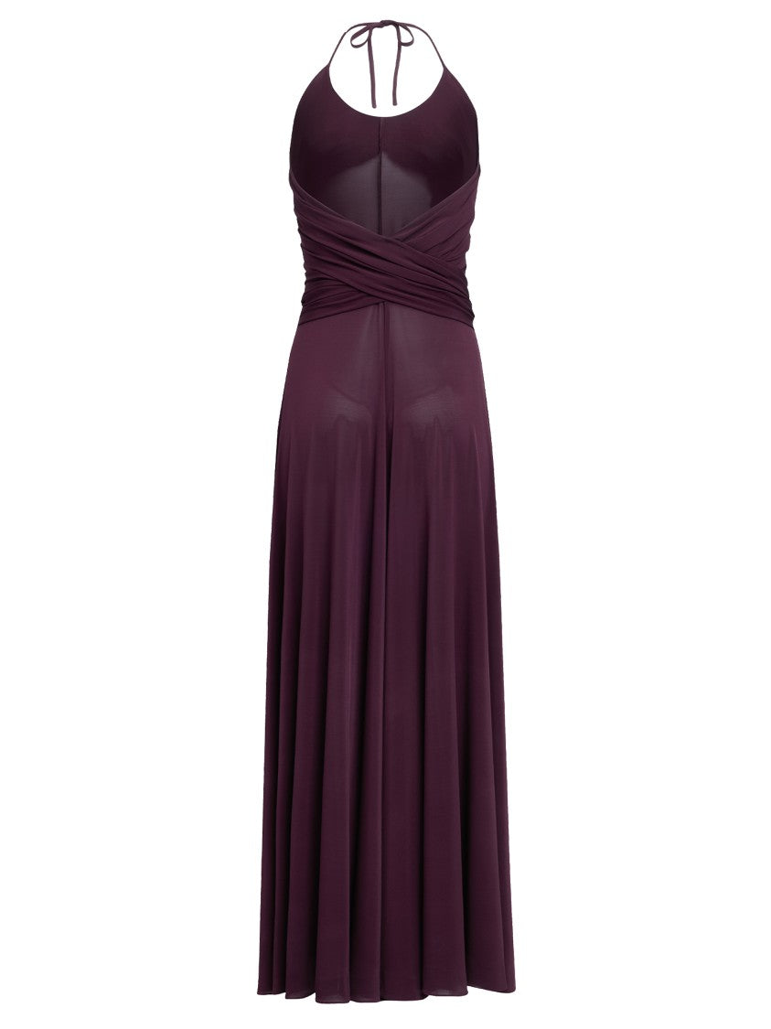 Alaïa Burgundy Sleeveless Dress With Layered Design