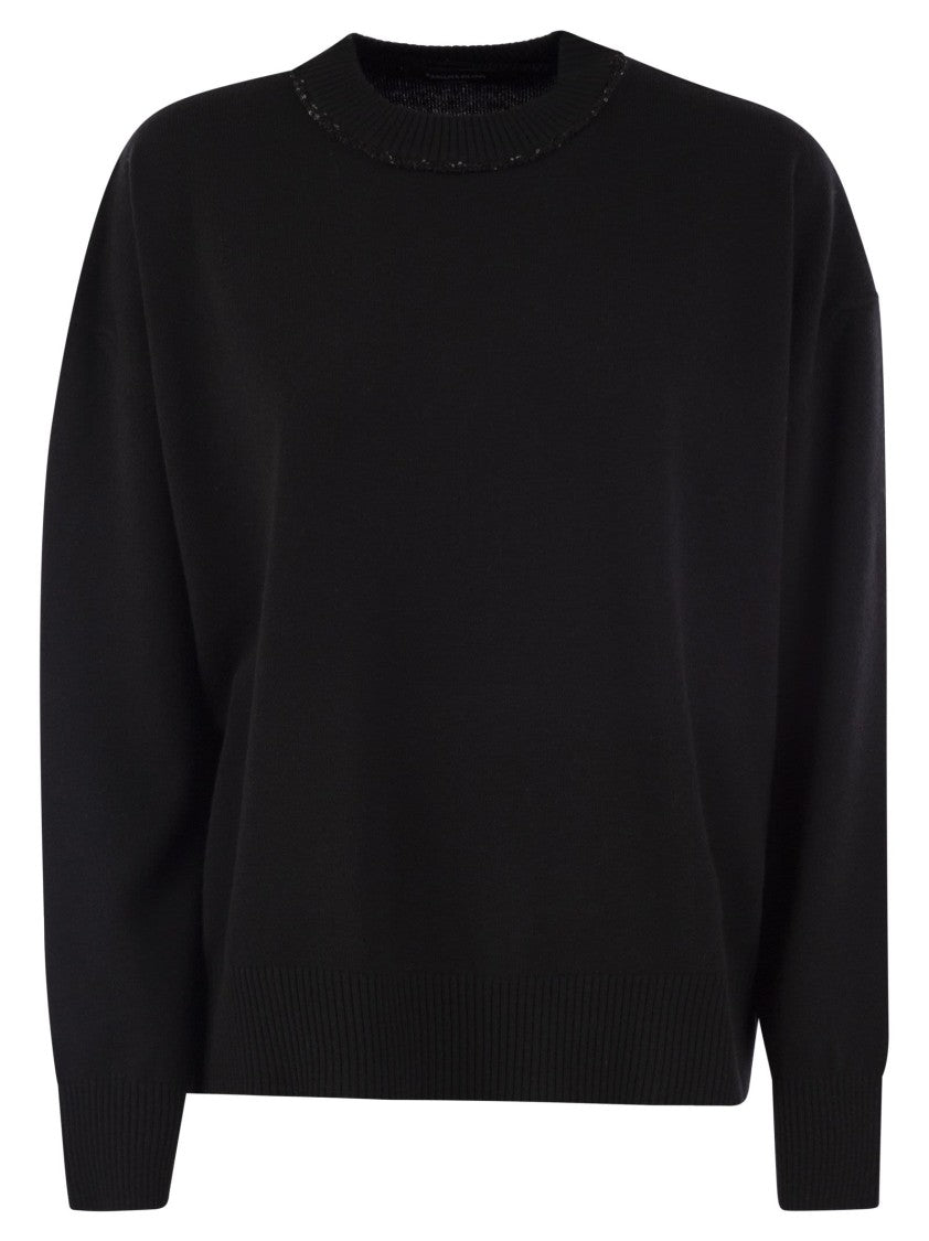 Fabiana Filippi Crew-Neck Sweater With Sequins And Relaxed Fit