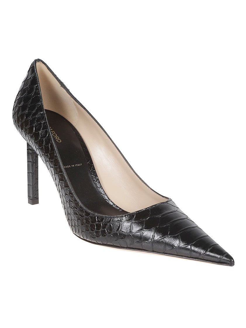 Tom Ford Pointed-Toe Black Pump In Textured Calf Leather