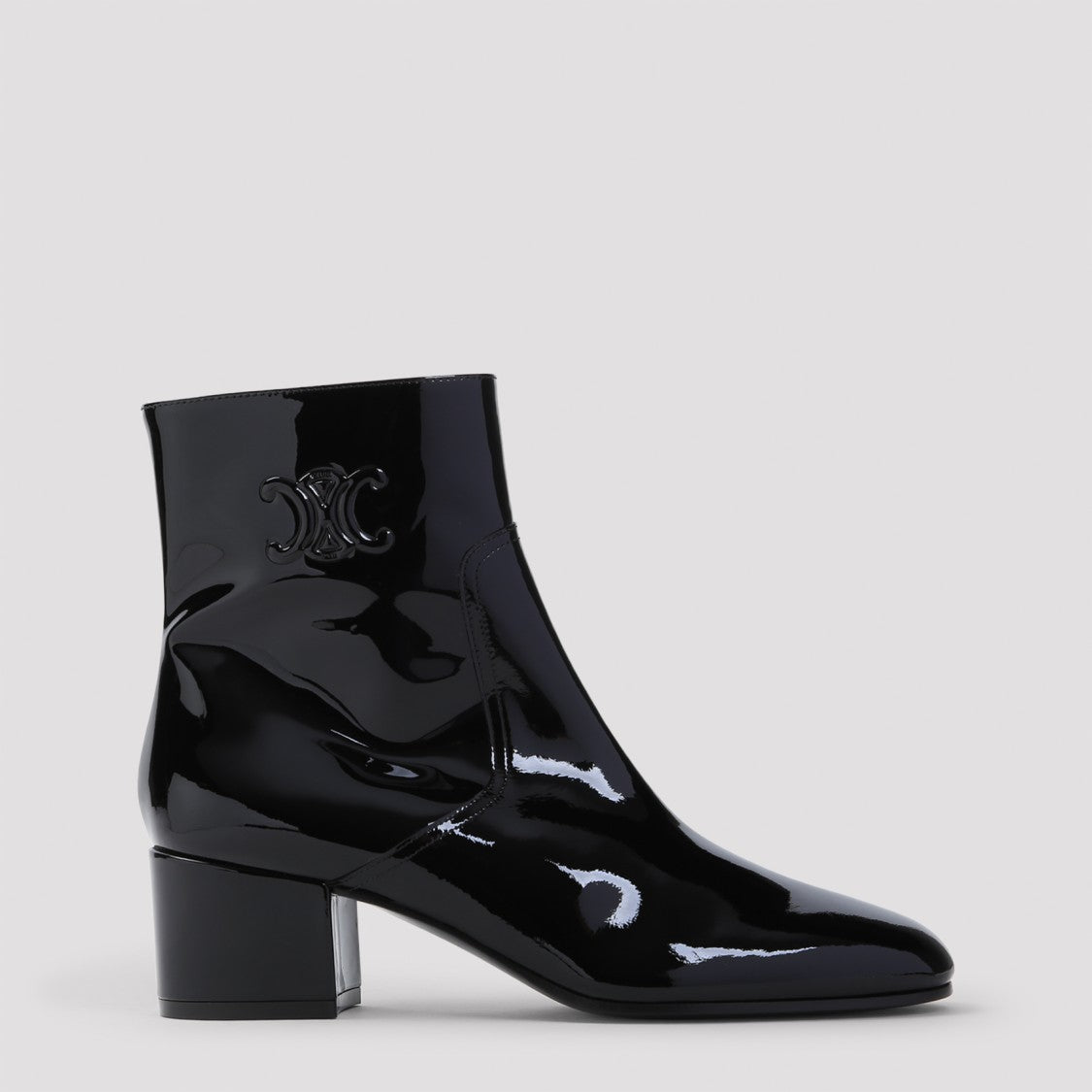 Celine Triomphe Zipped Black Calf Leather Boots