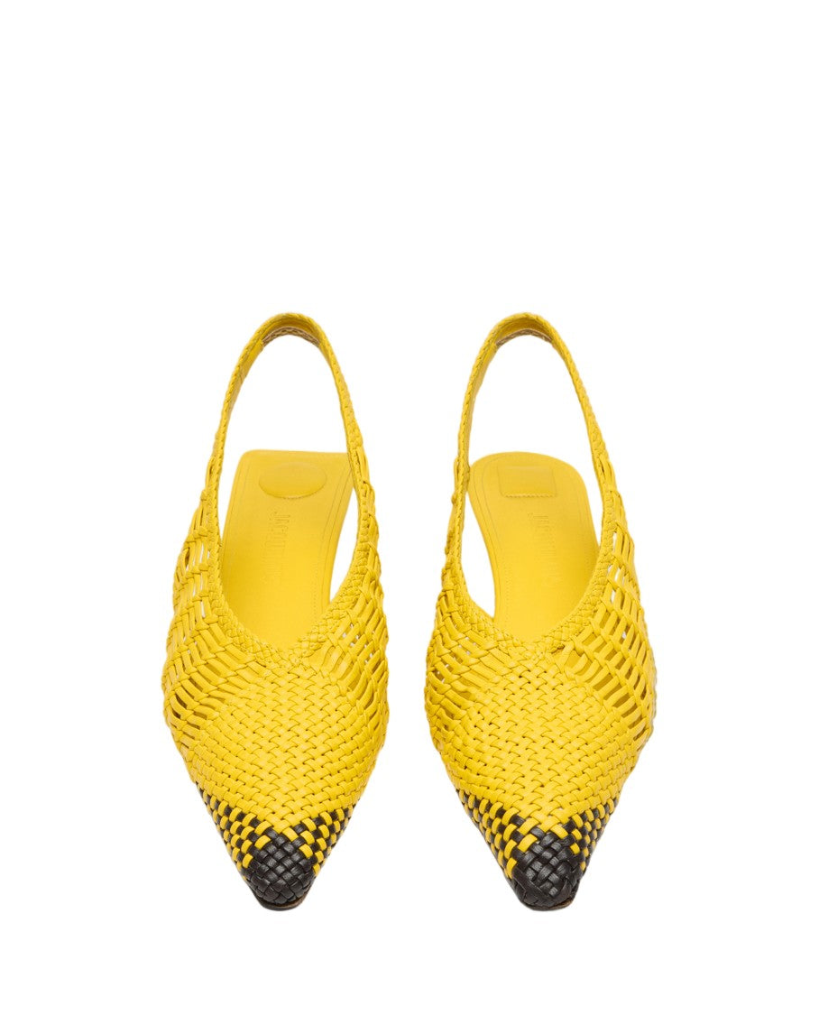Jacquemus Hand-Woven Lambskin Sling-Back Shoes With Geometric Design