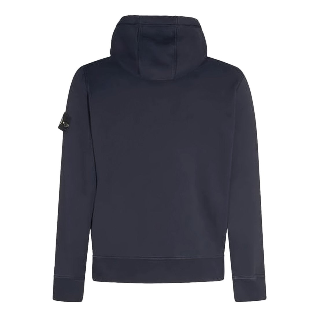 Stone Island Minimalist Black Pullover Hoodie With Kangaroo Pocket