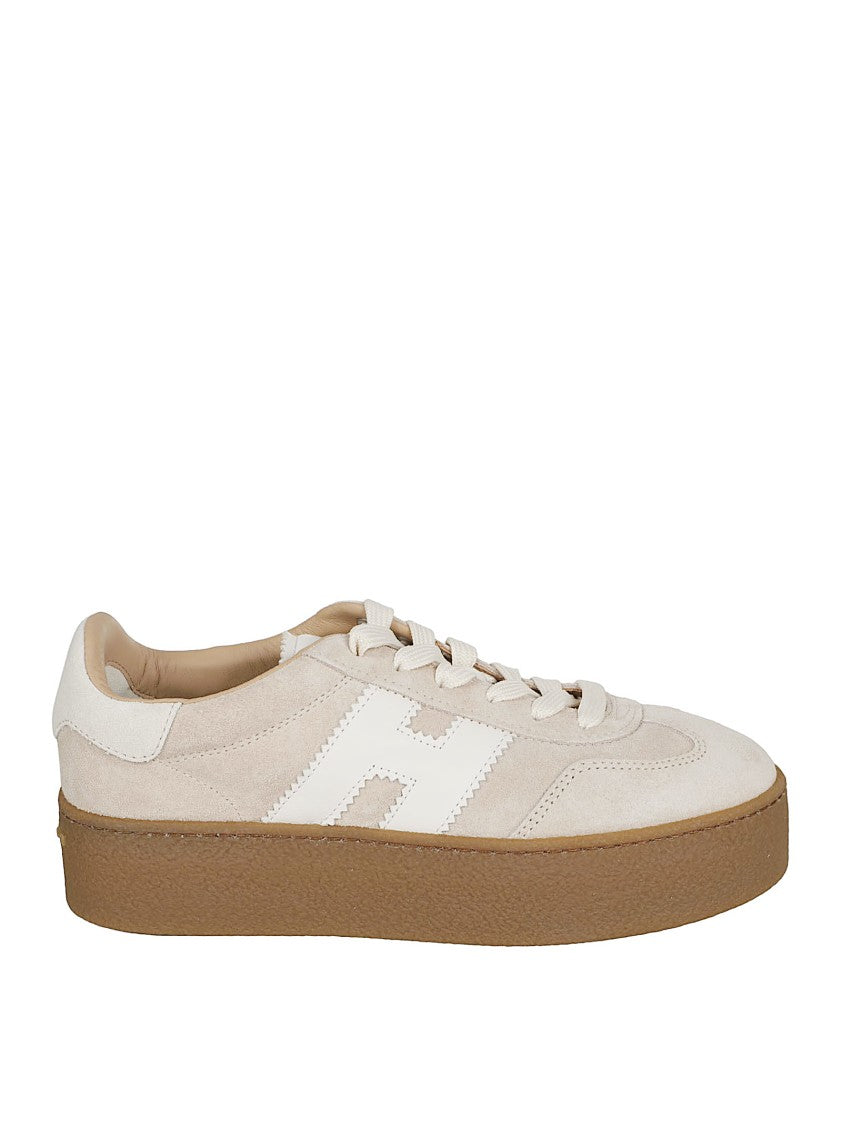 Hogan Beige Lace-Up Sneakers With Logo-Embellished Side Panels