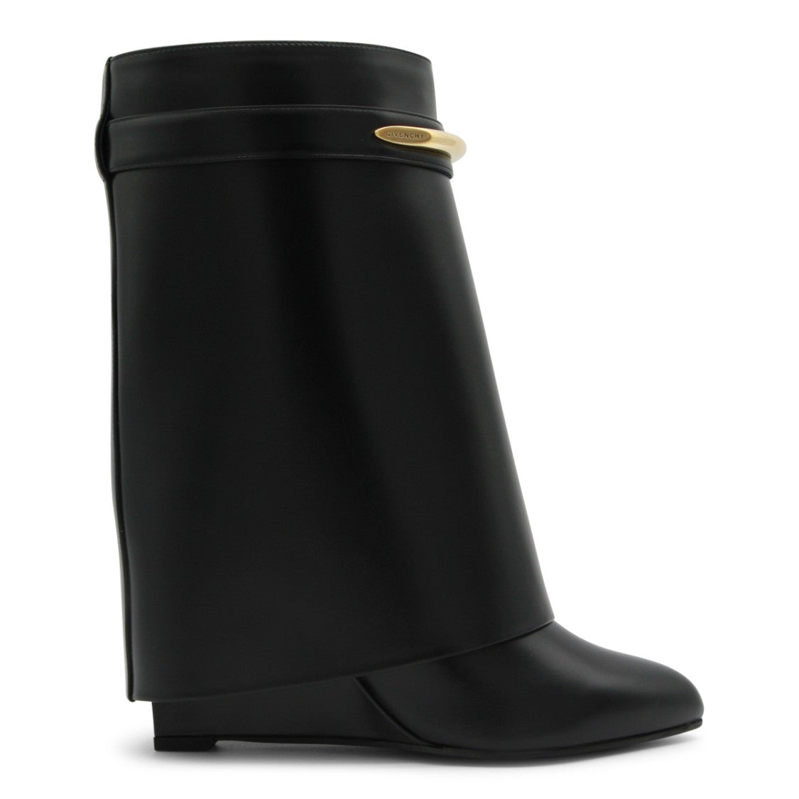 Givenchy Black Shark Covered Wedge Leather Boots