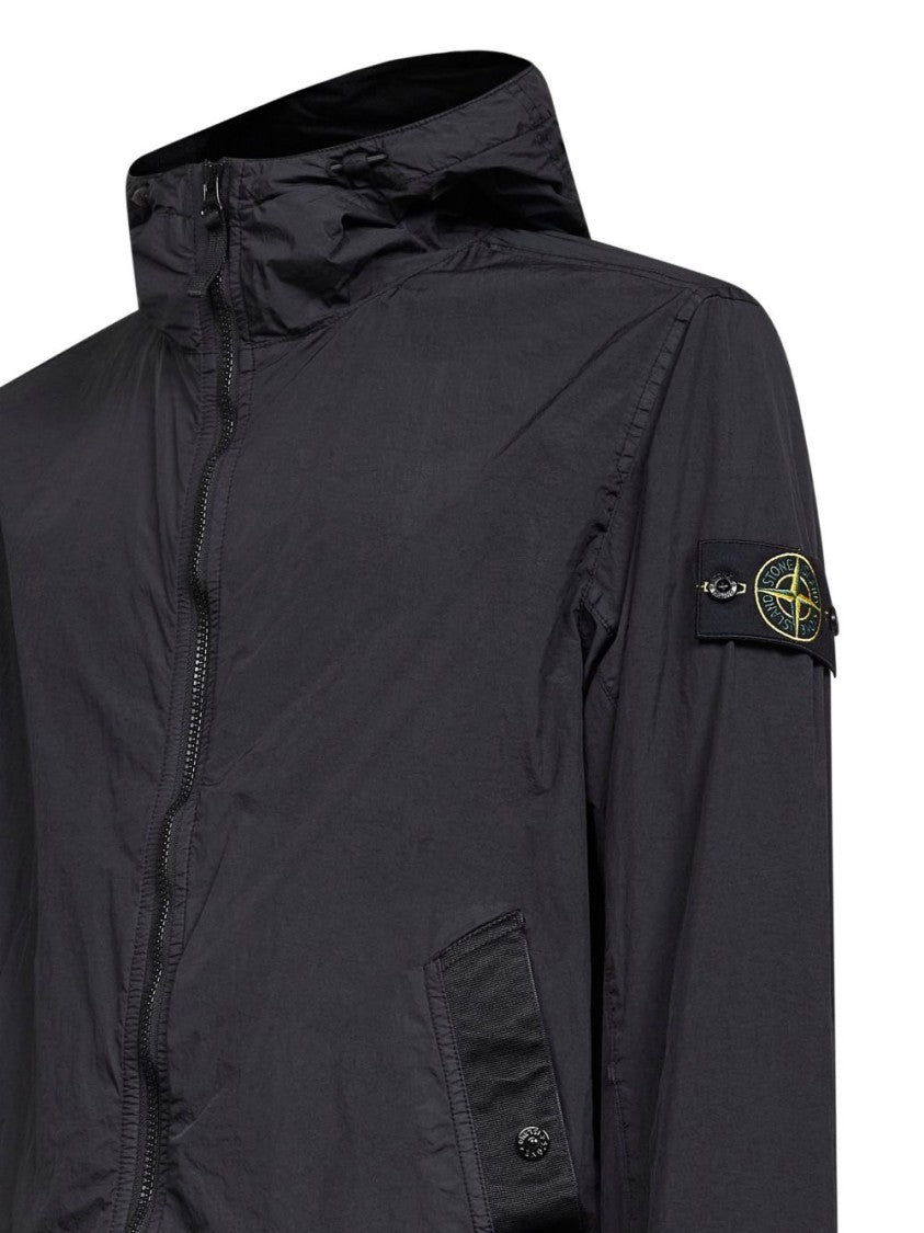Stone Island Smooth-Finish Blue Jacket With Logo Patch