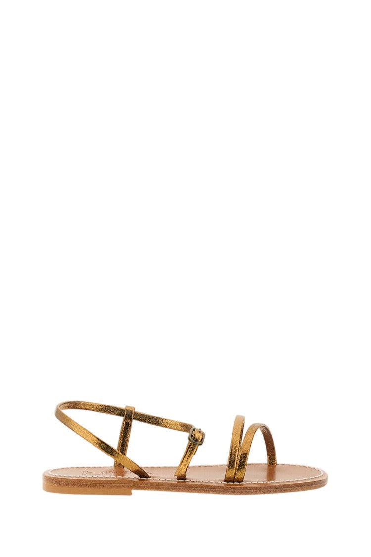 K Jacques St Tropez Flat Leather Sandals With Slim Straps And Rubber-Coated Heel