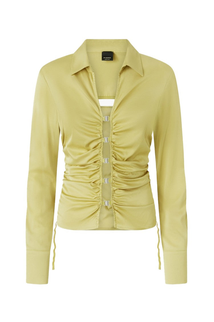 Pinko Ruched Front Shirt With Classic Collar