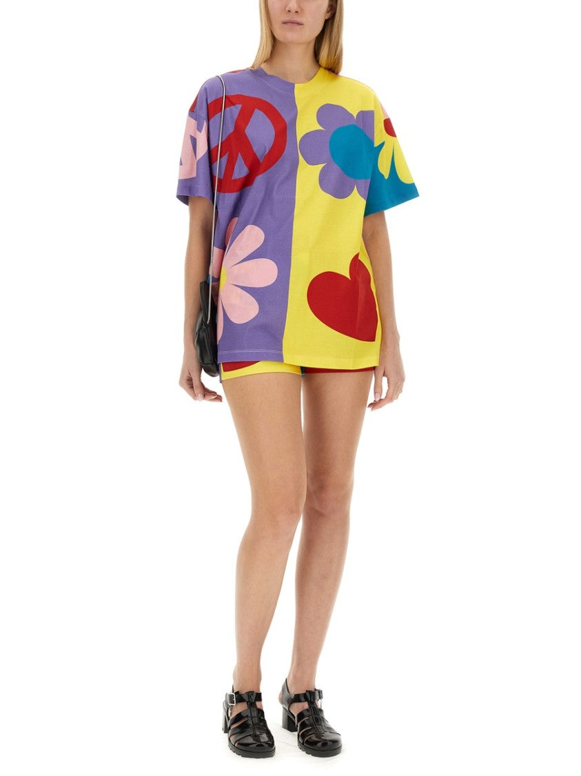 Moschino Patchwork Oversized Jersey T-Shirt With Playful Symbols