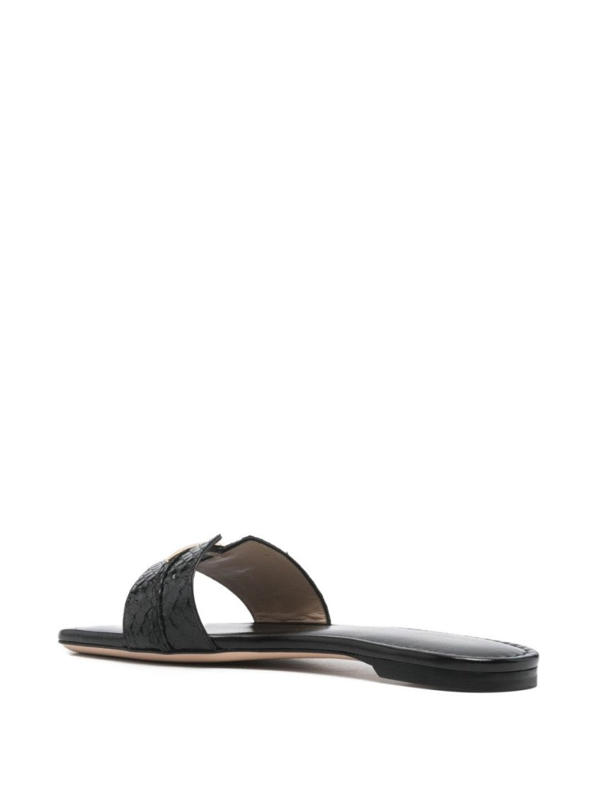 Tom Ford Embossed Finish Open Toe Sandals With Hardware Detail