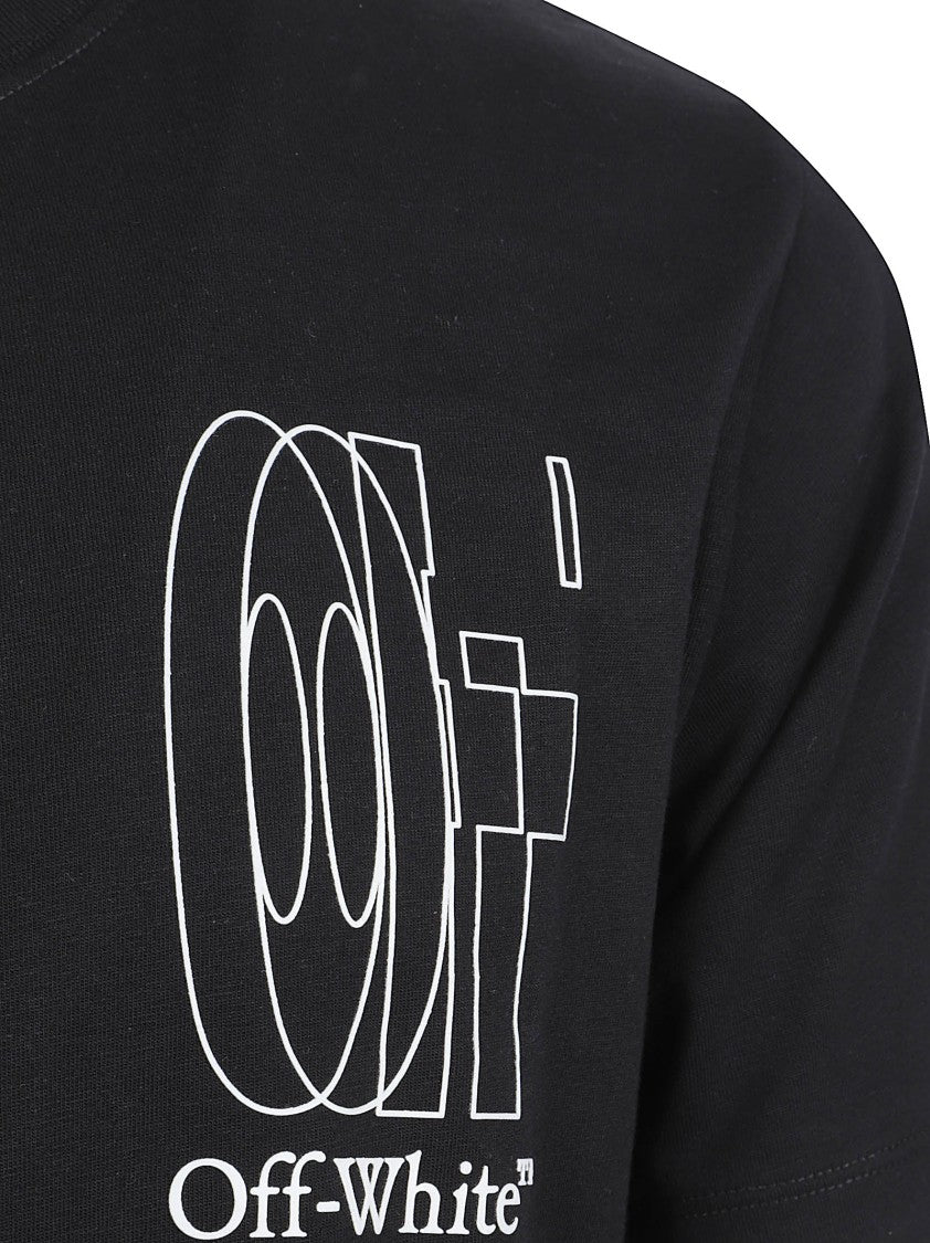Off-White Graphic Black T-Shirt With Intricate Line Design