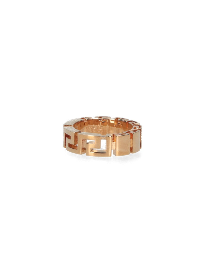 Versace Gold-Toned Brass Ring With Continuous Greek Key Motif