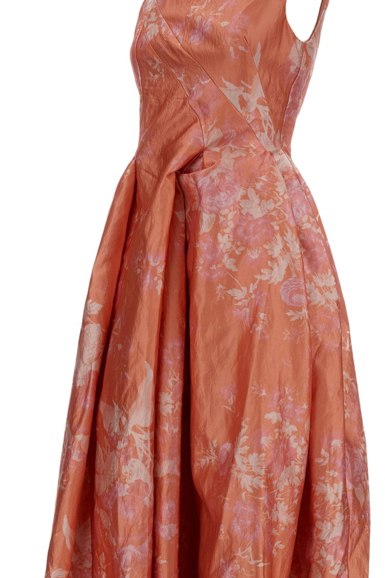 Erdem Floral-Print Textured Satin Hourglass Gown