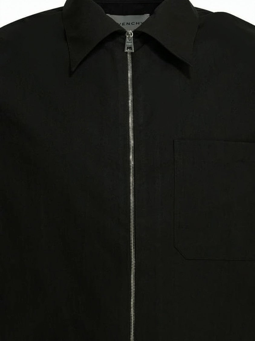 Givenchy Boxy Short-Sleeve Polyester Shirt With Zipper Closure