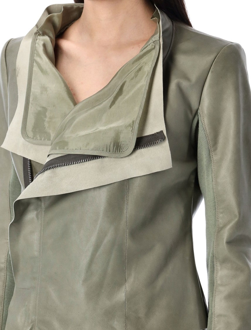 Rick Owens Celadon Low Neck Biker Jacket